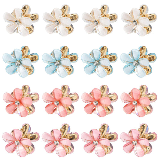 QIUTIMIY front view of 16 small flower clips showing colorful set and compact size benefit
