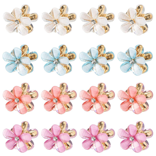 QIUTIMIY front view of 16 colorful mini flower clips, handy storage and bright design