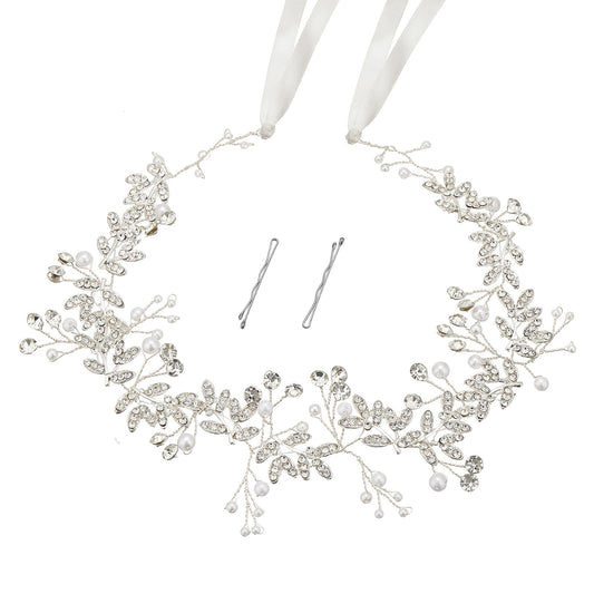 QIUTIMIY front view headpiece showing delicate pearls for elegant looks