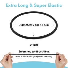 Qooocy long loop beside ruler illustrating 3.5-inch diameter fit for long hair