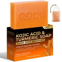 QOOQ front packaging showing the soap bar and key ingredients, selling clarity