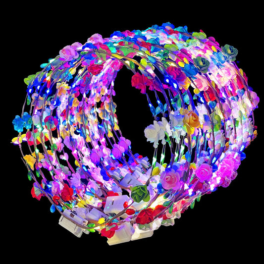 QSJQllo front view of flower crown headband showing elegant glow