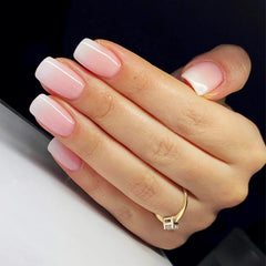Qsnidy front packaging showing glossy full-cover nails and included tools benefit quick setup