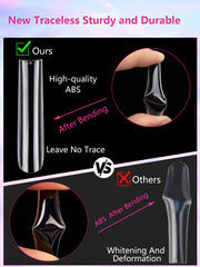 Quaferen in-salon application of clear square tips offering clean adhesion