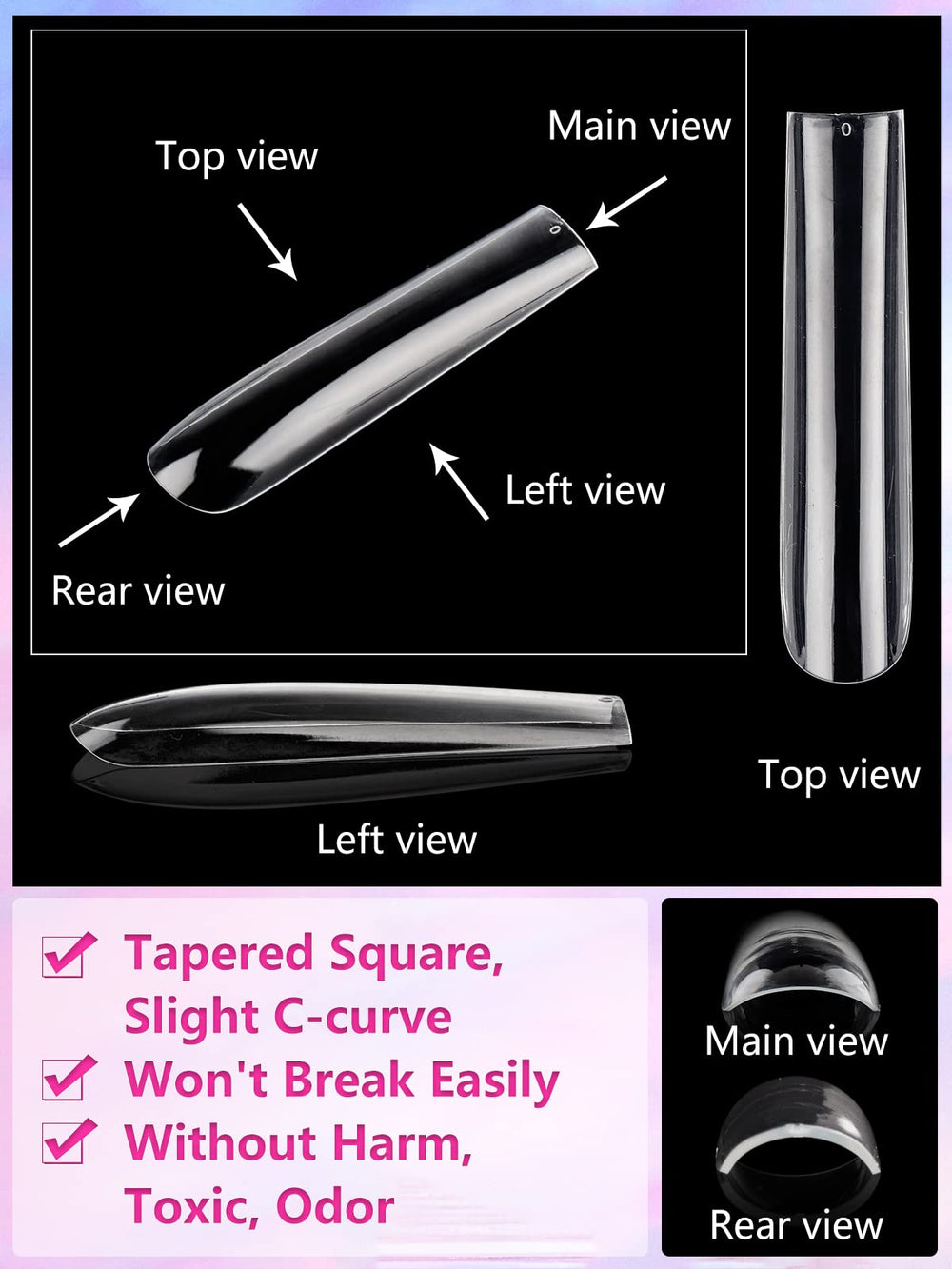Quaferen trimmed tips showing shape comparison to customize length