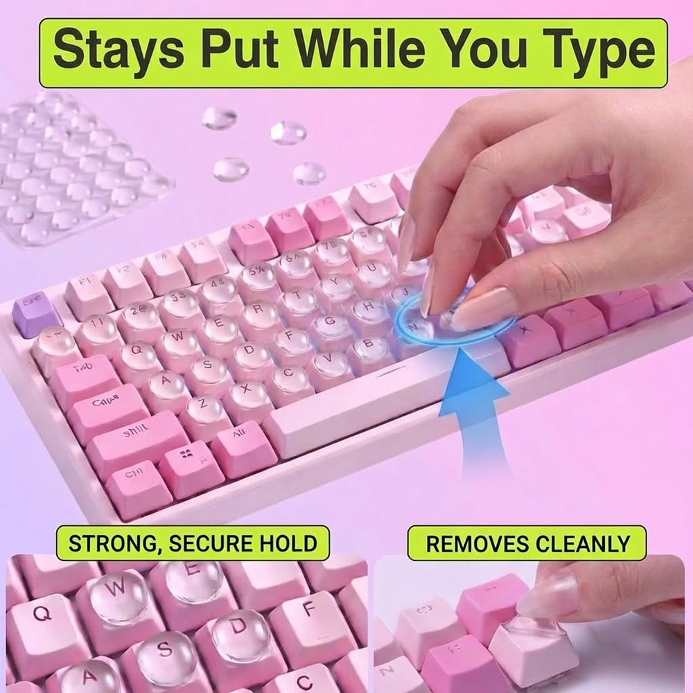 Quafochi on keyboard with long nails, improves typing accuracy and noise