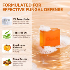 QualiLife soap bar close-up showing smooth texture and medicated formulation for gentle cleansing