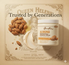 Queen Helene cream on hand demonstrating spreadability and long-lasting slip benefit
