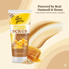 Queen Helene close-up of oatmeal granules and creamy texture demonstrating gentle exfoliation