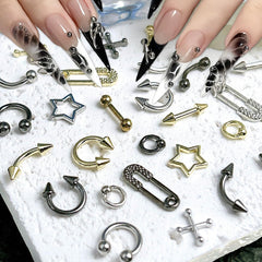 Quezadyl spike and ring on nail detailing bold accent for statement manicures