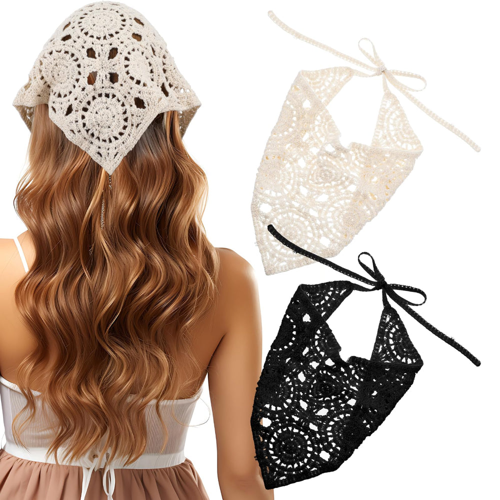 Qulkws front view of black and white headscarves showing matching pair benefit