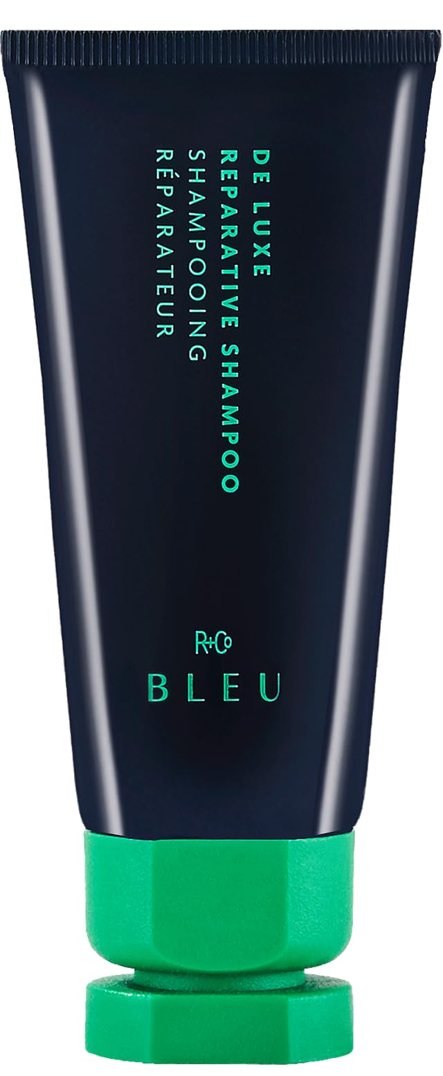 R+Co BLEU De Luxe mini front bottle showing travel‑friendly benefit
