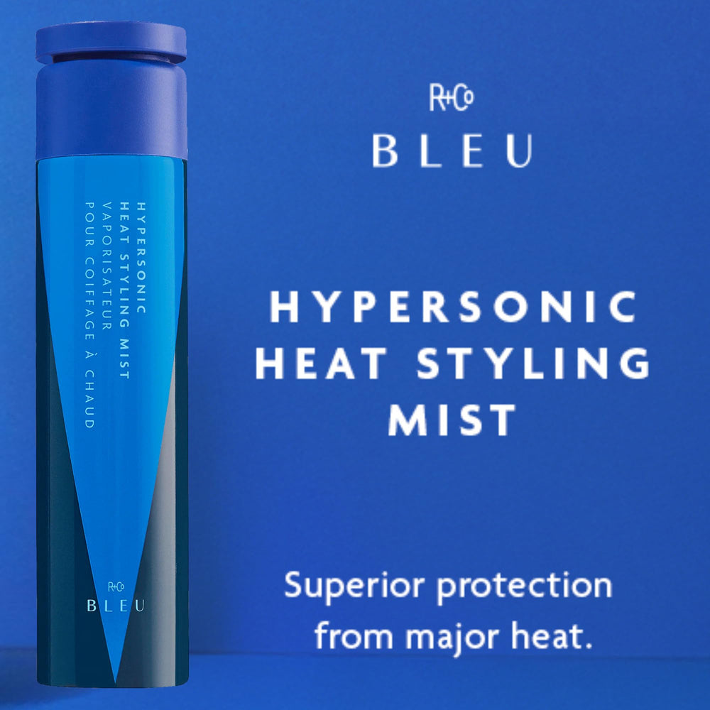 R+Co Hypersonic mist spraying onto hair for heat protection