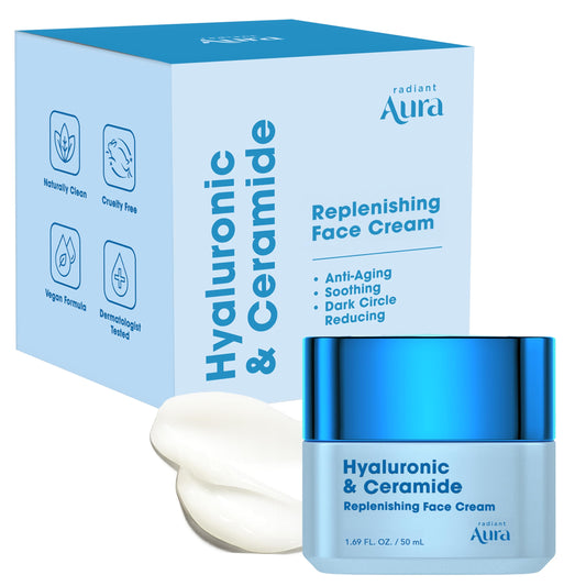 Radiant Aura front jar showing clean packaging and product identity benefits