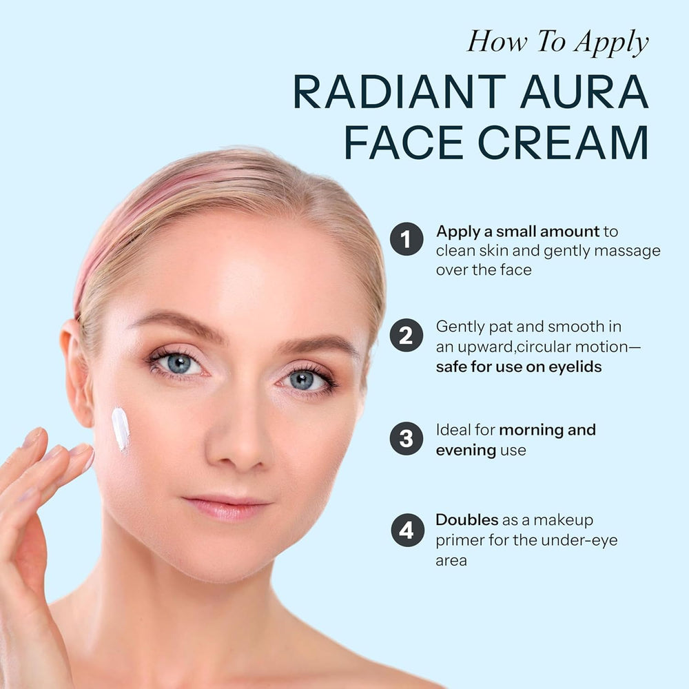 Radiant Aura jar in hand for scale showing compact travel-friendly benefit