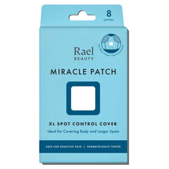 Rael front packaging showing XL patch tin and benefits