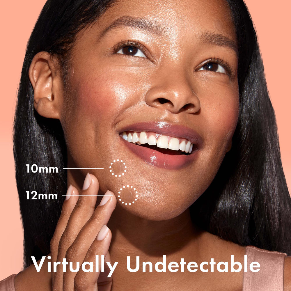 Rael two sizes applied to skin demonstrating discreet, invisible coverage