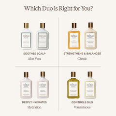 Rahua bottle label highlighting sustainable sourcing and clean-beauty benefits