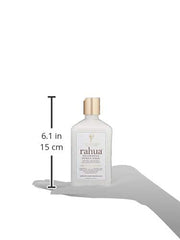 Rahua product on bathroom shelf in natural light promoting clean beauty lifestyle