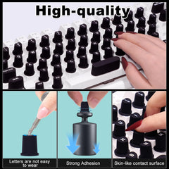 Raisetip in use with long nails typing, protects manicure and improves control