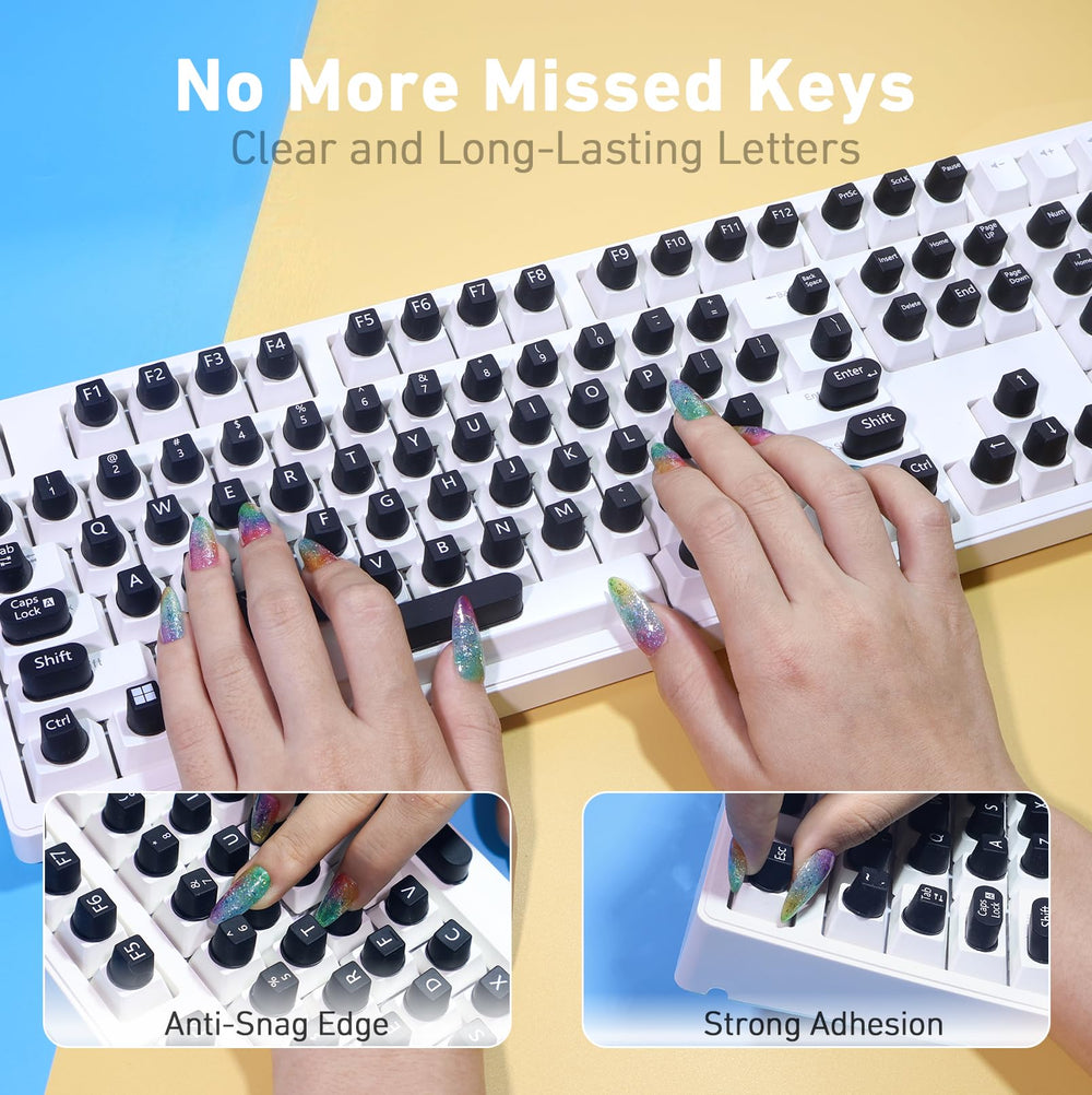 Raisetip installed on a keyboard highlighting raised caps and clearer symbols
