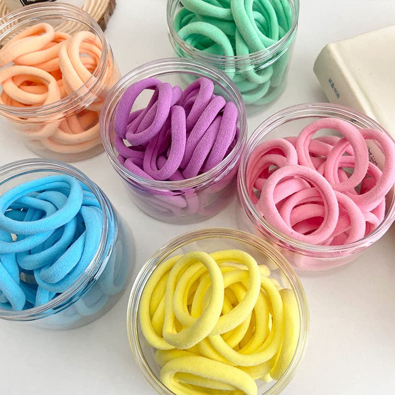 Random Mood clear jar with screw-top lid containing colorful hair ties