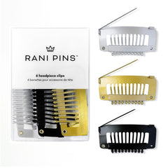 Rani Pins front packaging showing six mixed-color clips and brand