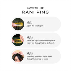 Rani Pins next to ruler and hand to show clip size and ease of use