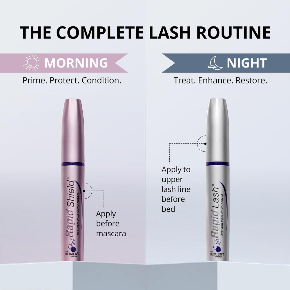RapidLash clear label close-up highlighting HEXATEIN 1 Complex ingredients