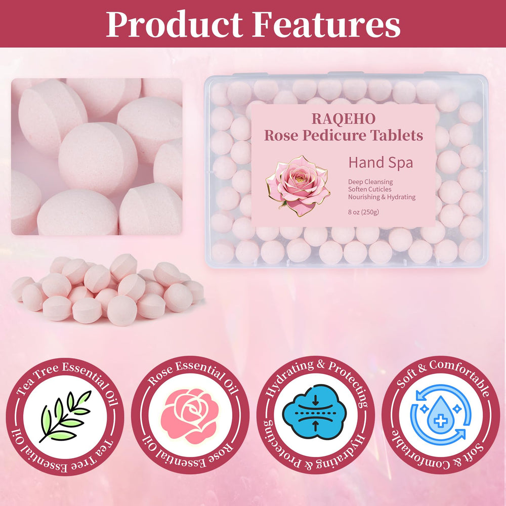 RAQEHO tablet dissolving in a hand soak demonstrating cuticle softening