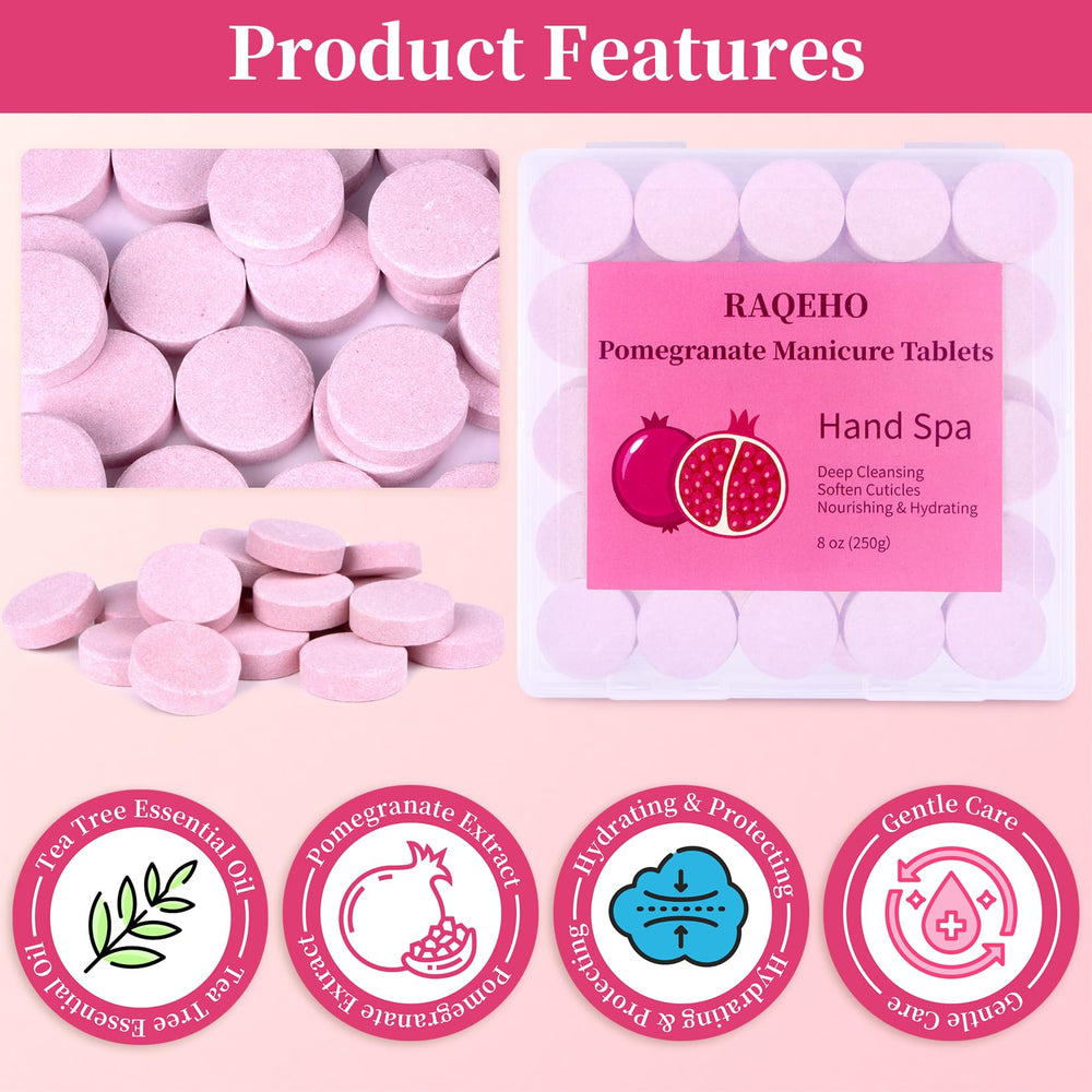 RAQEHO foot soak tub with tablets, demonstrating foot care and deeper moisturization