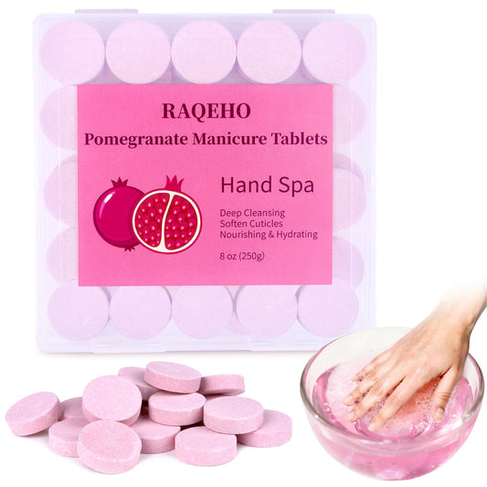 RAQEHO jar front view showing pomegranate tablets for neat storage and travel