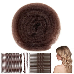 RAQEHO front view of brown mesh roll showing length and compact packaging, adds easy volume