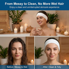 RAQEHO headbands packed for travel in a toiletry pouch for convenient portability