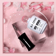 RARJSM applied on a natural nail demonstrating sheer rose-pink coverage benefit