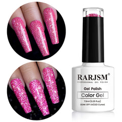 RARJSM bottle front showing neon pink holographic polish for bold shine