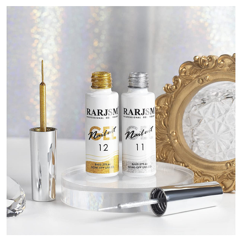 RARJSM close-up of built-in thin brush tip delivering controlled strokes for detailed nail art