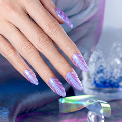 RARJSM cured nail displaying mermaid swirl and thread effect, eye-catching finish