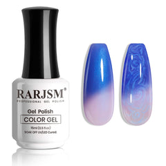 RARJSM front bottle showing blue glitter and labeled polish for vibrant nails