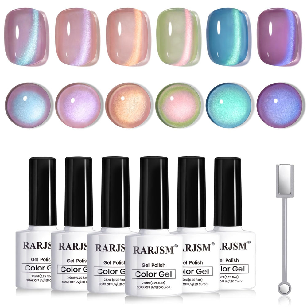 RARJSM front packaging showing six aurora mermaid bottles and magnet stick benefit visual kit