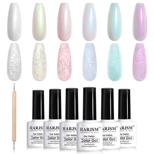 RARJSM front packaging showing six gel bottles for versatile at-home manicures