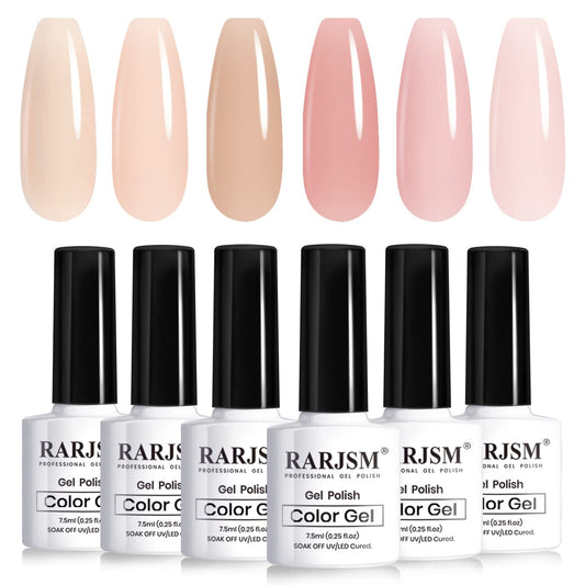 RARJSM front packaging showing six sheer gel bottles and color variety benefits