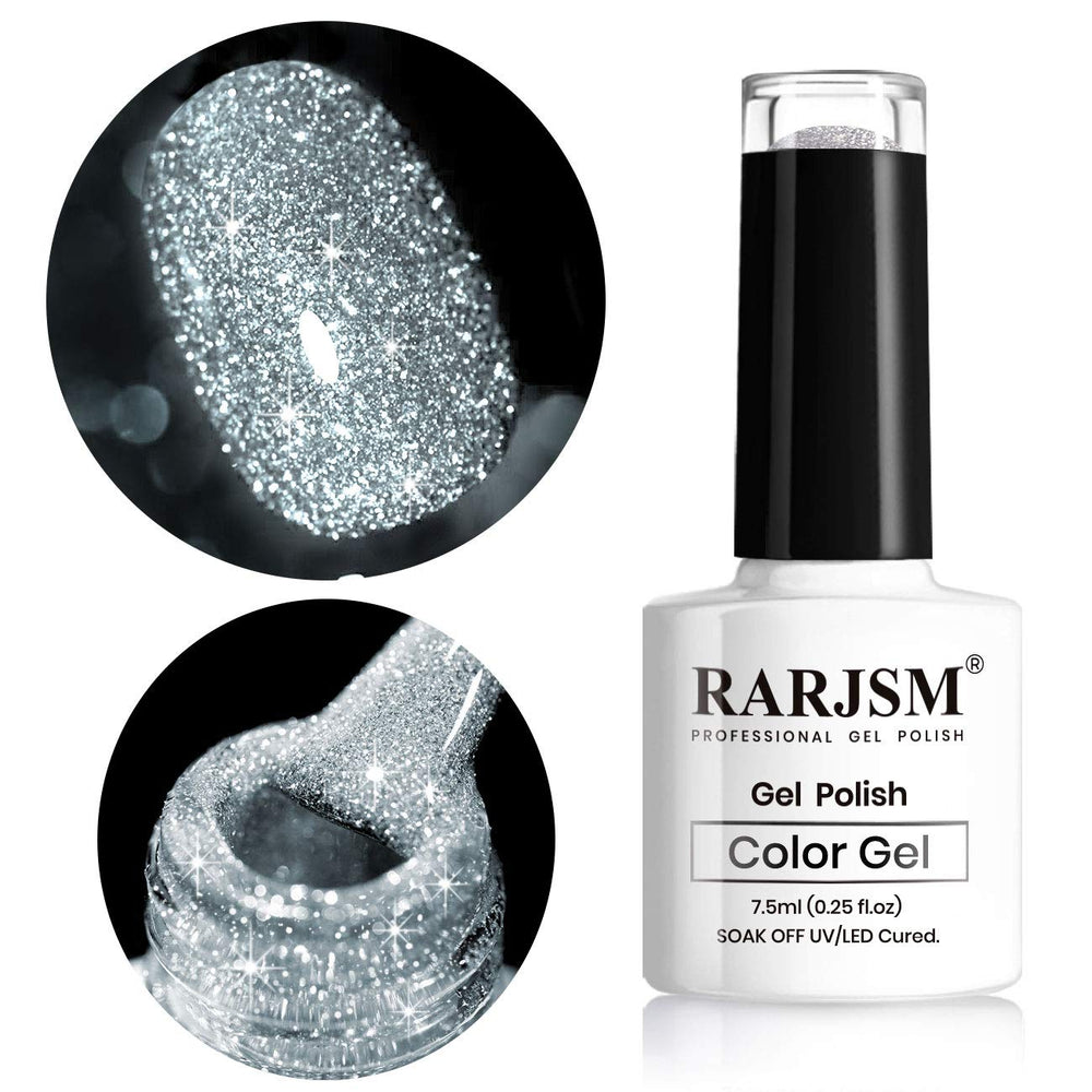 RARJSM front packaging showing silver glitter polish and compact bottle