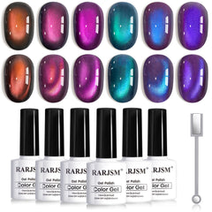 RARJSM front packaging showing six multichrome cat eye bottles, perfect for home mani