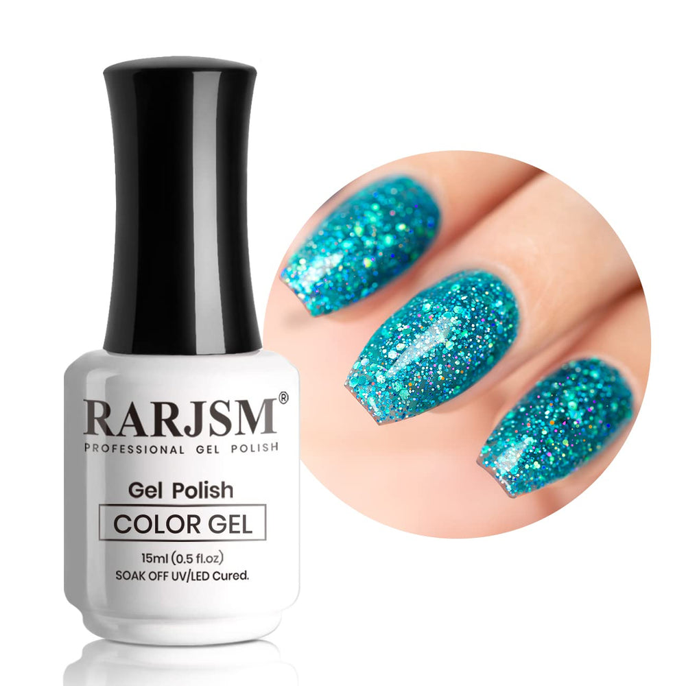 RARJSM front bottle showing lake blue glitter polish and label benefit