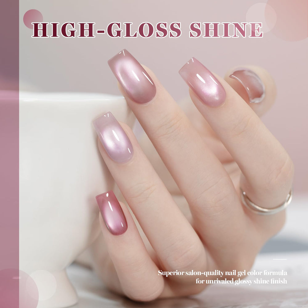 RARJSM magnetic stick hovering above wet polish to form cat-eye stripe, easy shaping benefit