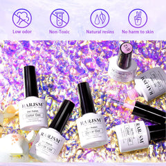 RARJSM bottle label closeup highlighting shade names and size benefit