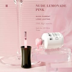 RARJSM nail swatch display showing translucent pink color and versatile nude benefit