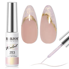 RARJSM front bottle showing pearlescent milky base and gold shimmer benefits subtle shine