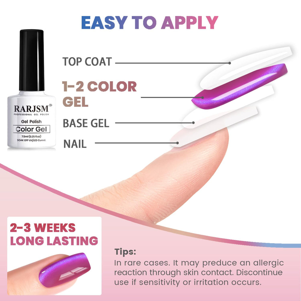 RARJSM manicure on hand beside bottles for scale showing bottle size and finished look